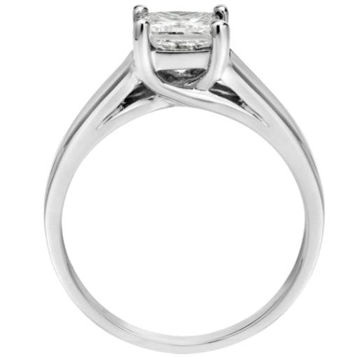 1 ct White Gold Princess Cut Enhanced Diamond Solitaire 14k Engagement Ring