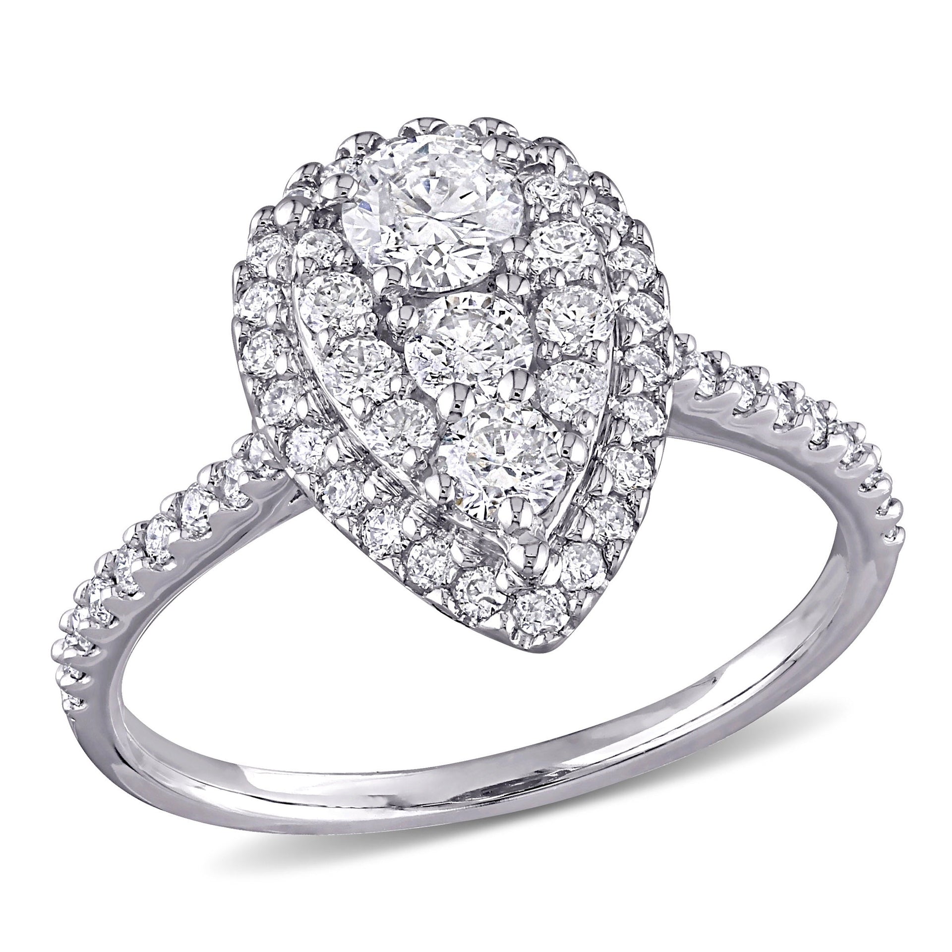 Mimi & Max 1ct TW Diamond Pear Shape Composite Engagement Ring 10k White Gold