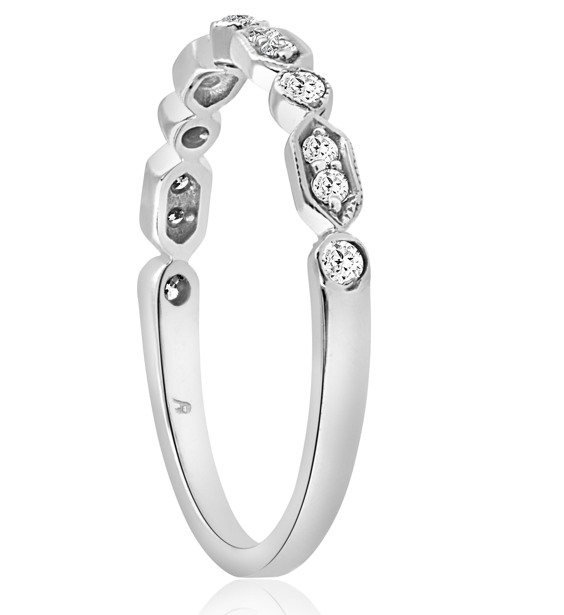 1/8 cttw Diamond Wedding Ring Womens Stackable Anniversary Band 14k White Gold