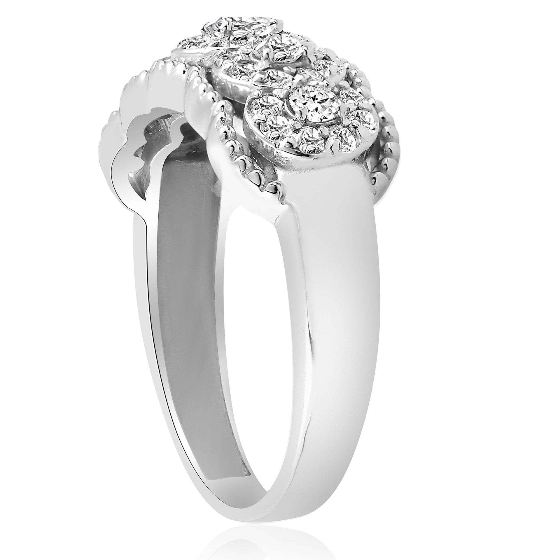 1ct Antique Diamond Wedding Stackable Anniversary Ring 14K White Gold