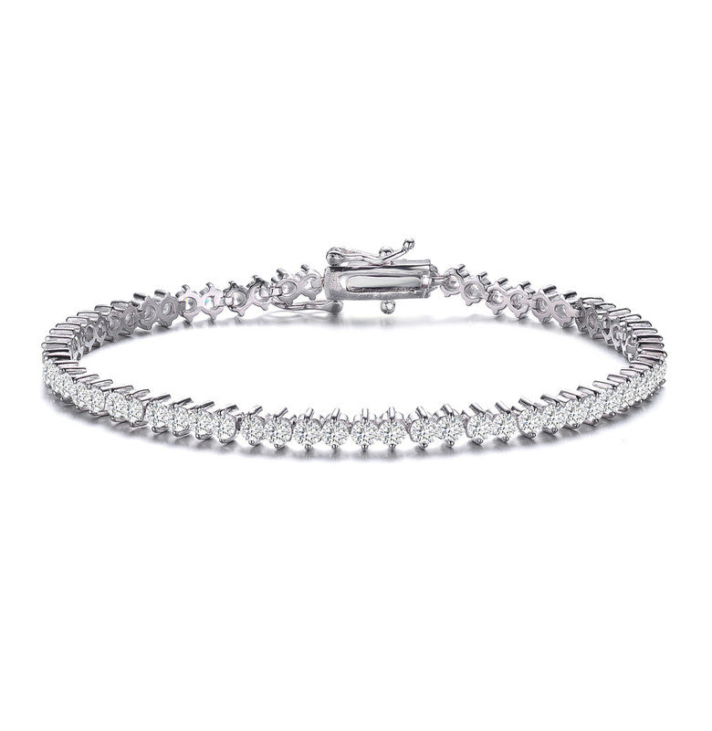 Sterling Silver Clear Round Cubic Zirconia Tennis Bracelet