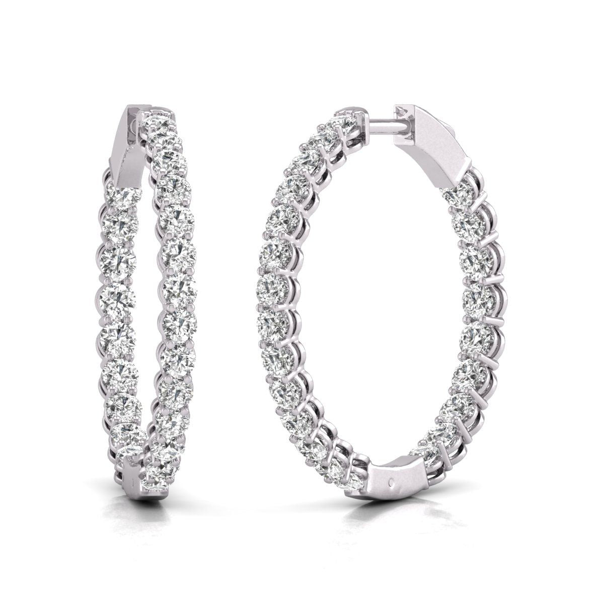 Diana M Lab 14KT WG 7CT TW Round In & Out Hoop Earring