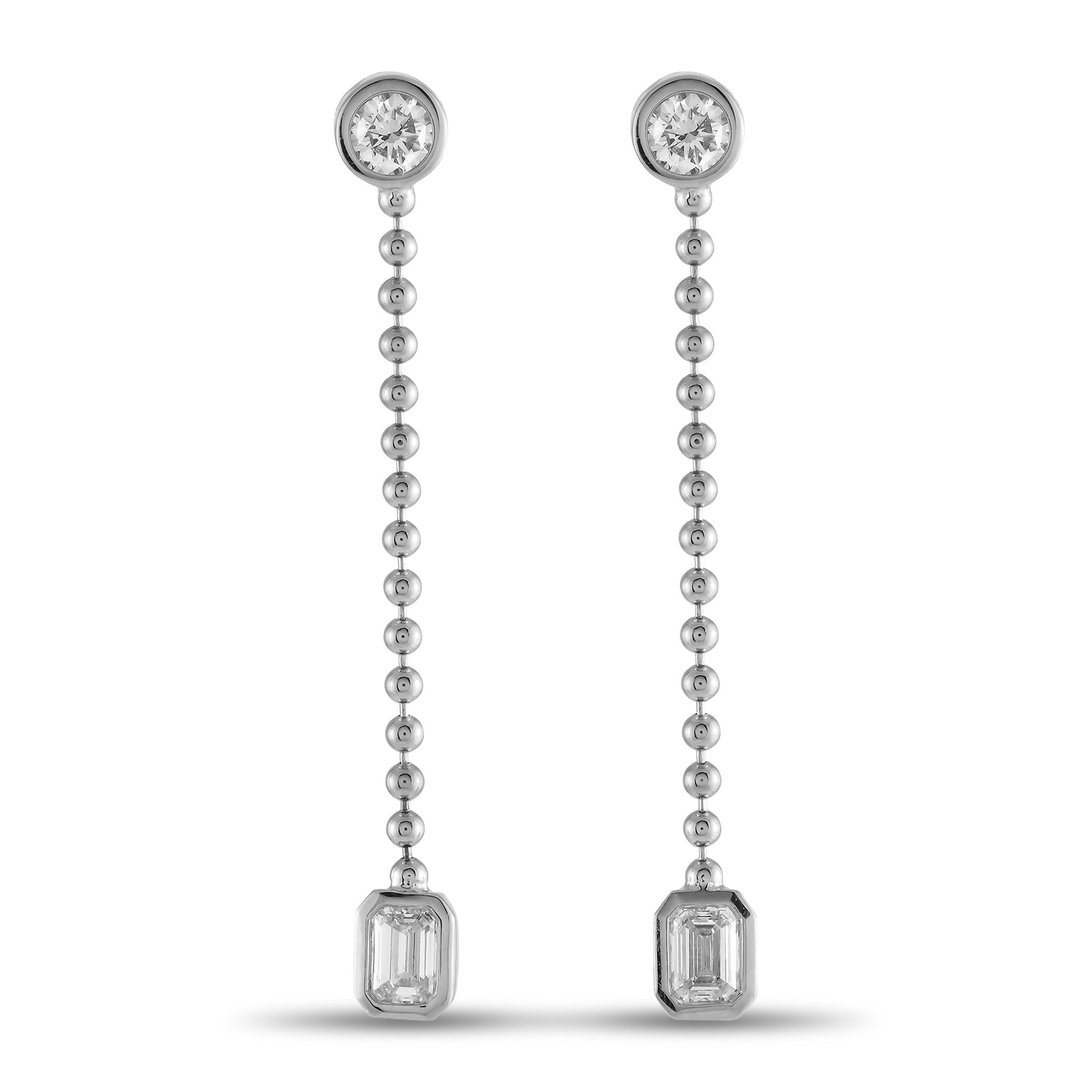LB Exclusive 18K White Gold 1.40ct Diamond Dangle Earrings AER-19572