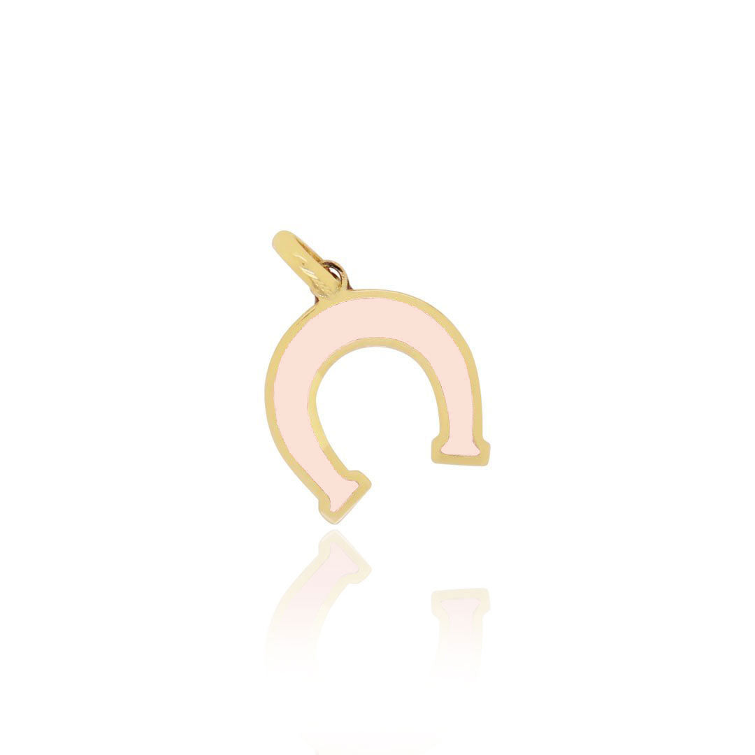 Pink Pearl Horseshoe Charm 9mm