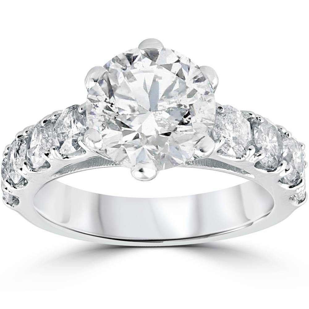 4 1/2 CT Round Enhanced Diamond Engagement Ring 14K White Gold