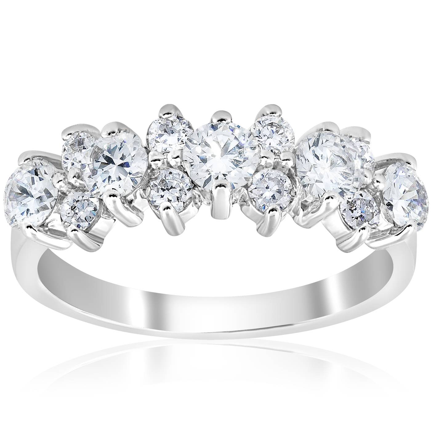 1 1/4 CT Diamond Wedding Anniversary Ring 14K White Gold
