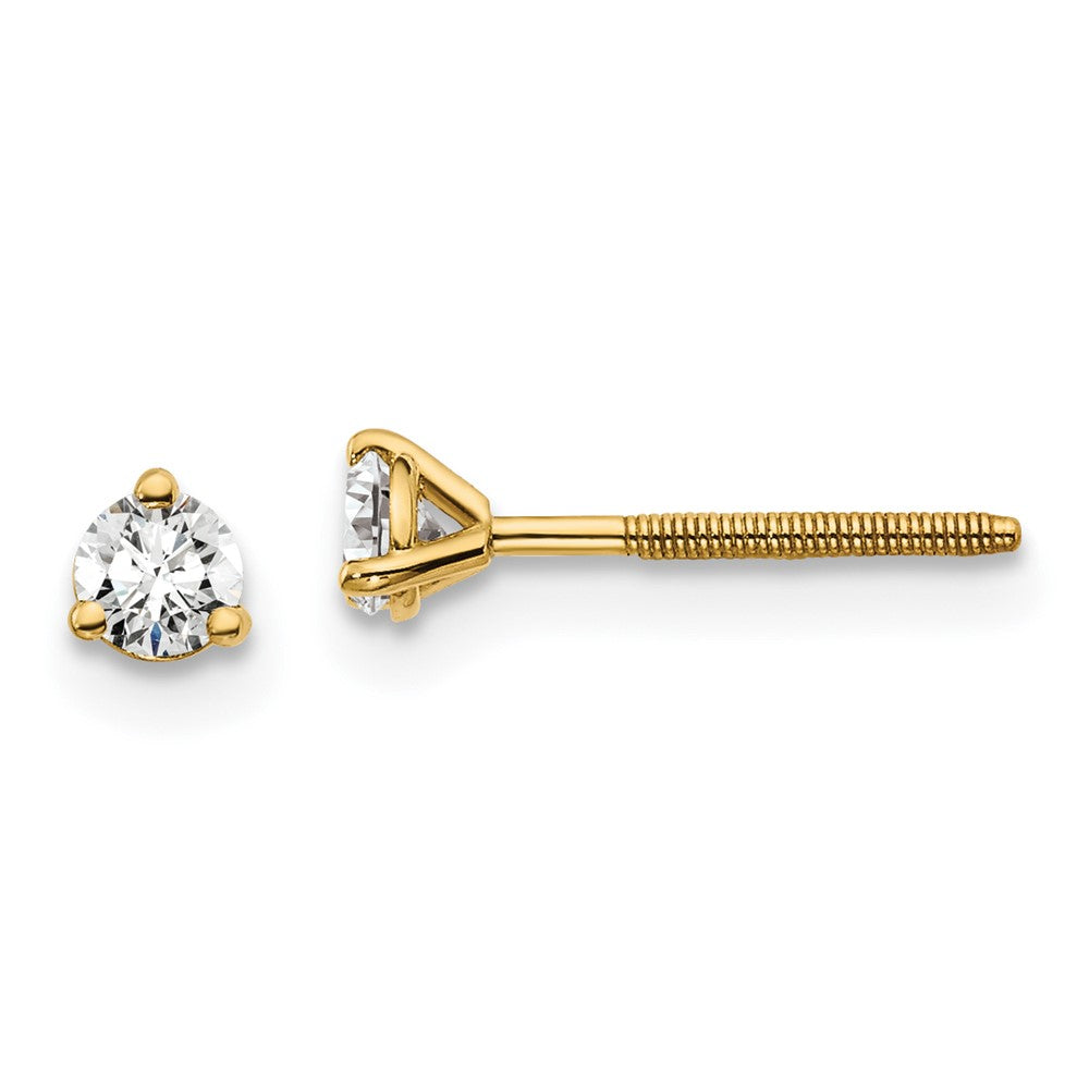 14k Gold 1/5 CTW Lab Grown Diamond Stud Earrings Screwback