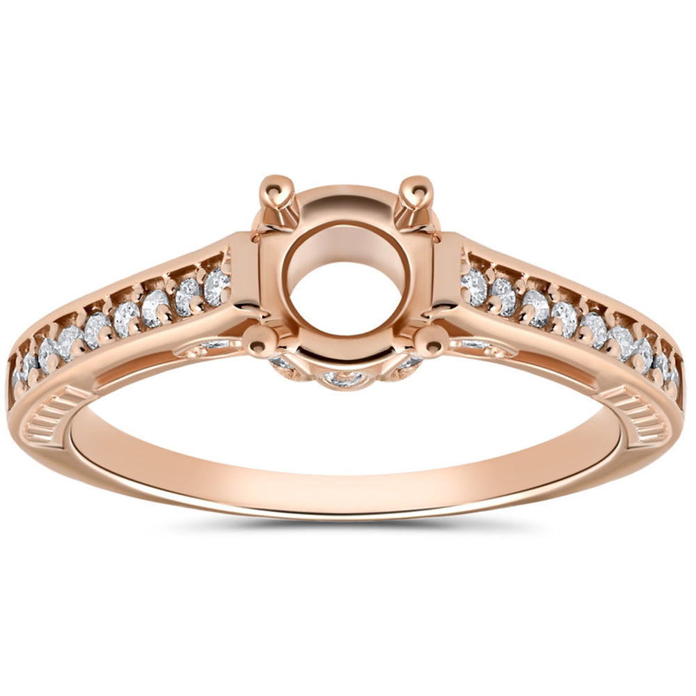 1/5ct Diamond Rose Gold Engagement Ring Setting Vintage