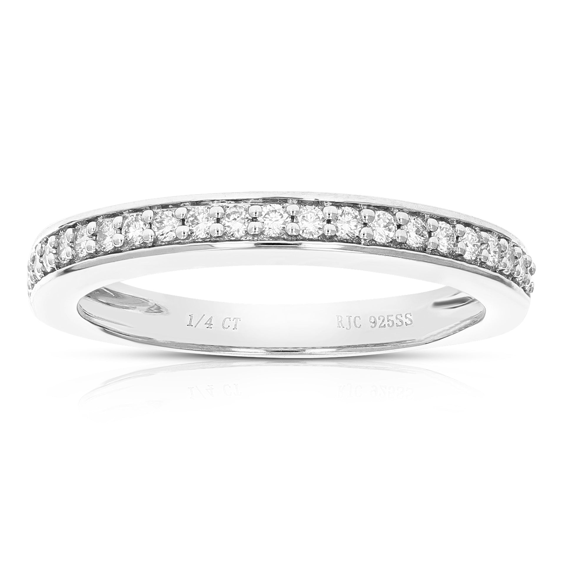 1/4 cttw 22 Stones Round Cut Lab Grown Diamond Wedding Band .925 Sterling Silver Prong Set