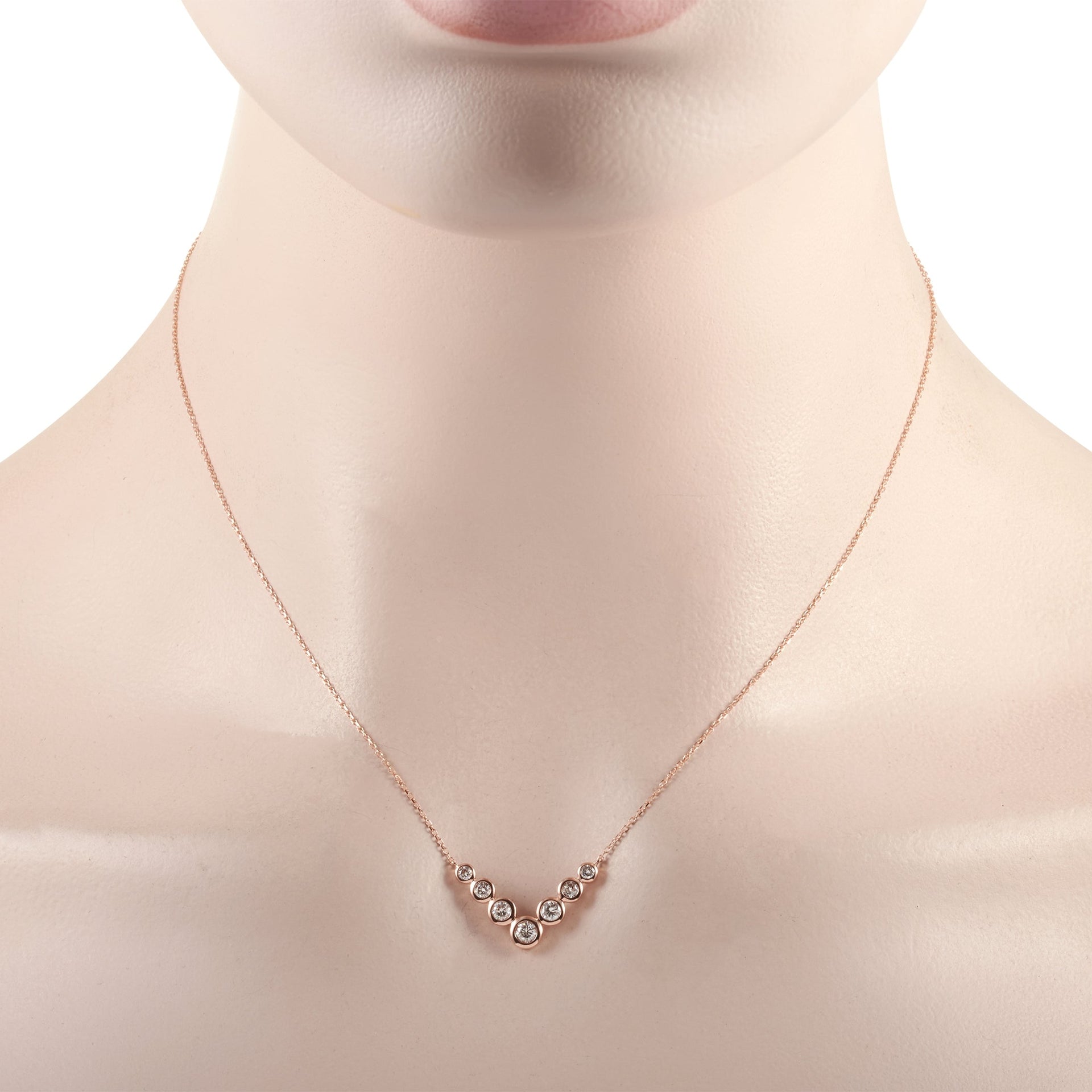 14K Rose Gold 0.50 ct Diamond Pendant Necklace