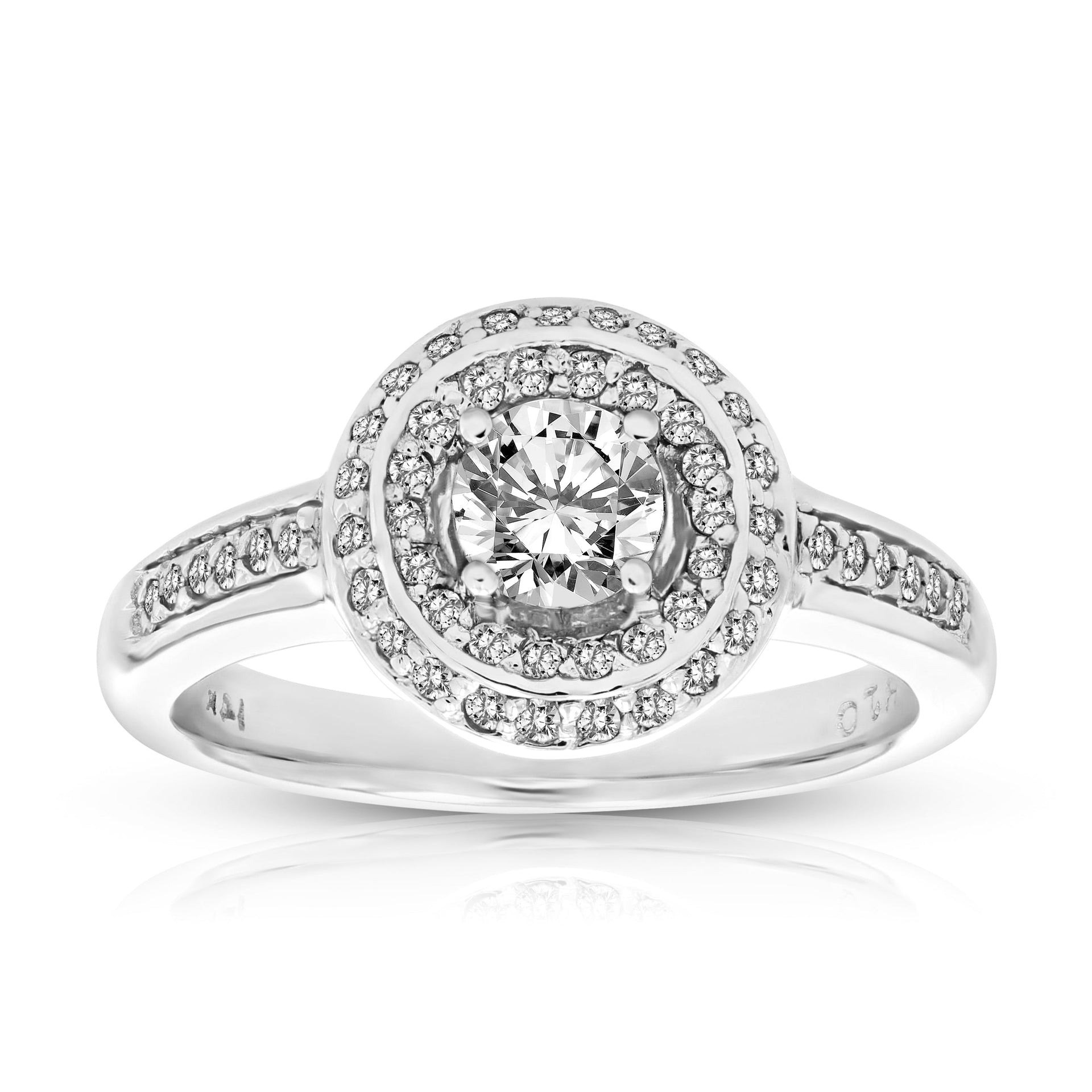 3/4 cttw Diamond Engagement Ring 14K White Gold Round Bridal Wedding