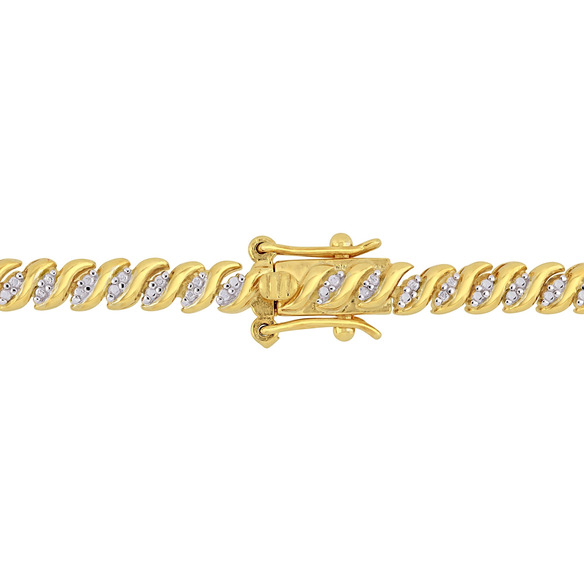 1 CT TW Diamond S-Link Tennis Necklace in Yellow Plated Sterling Silver