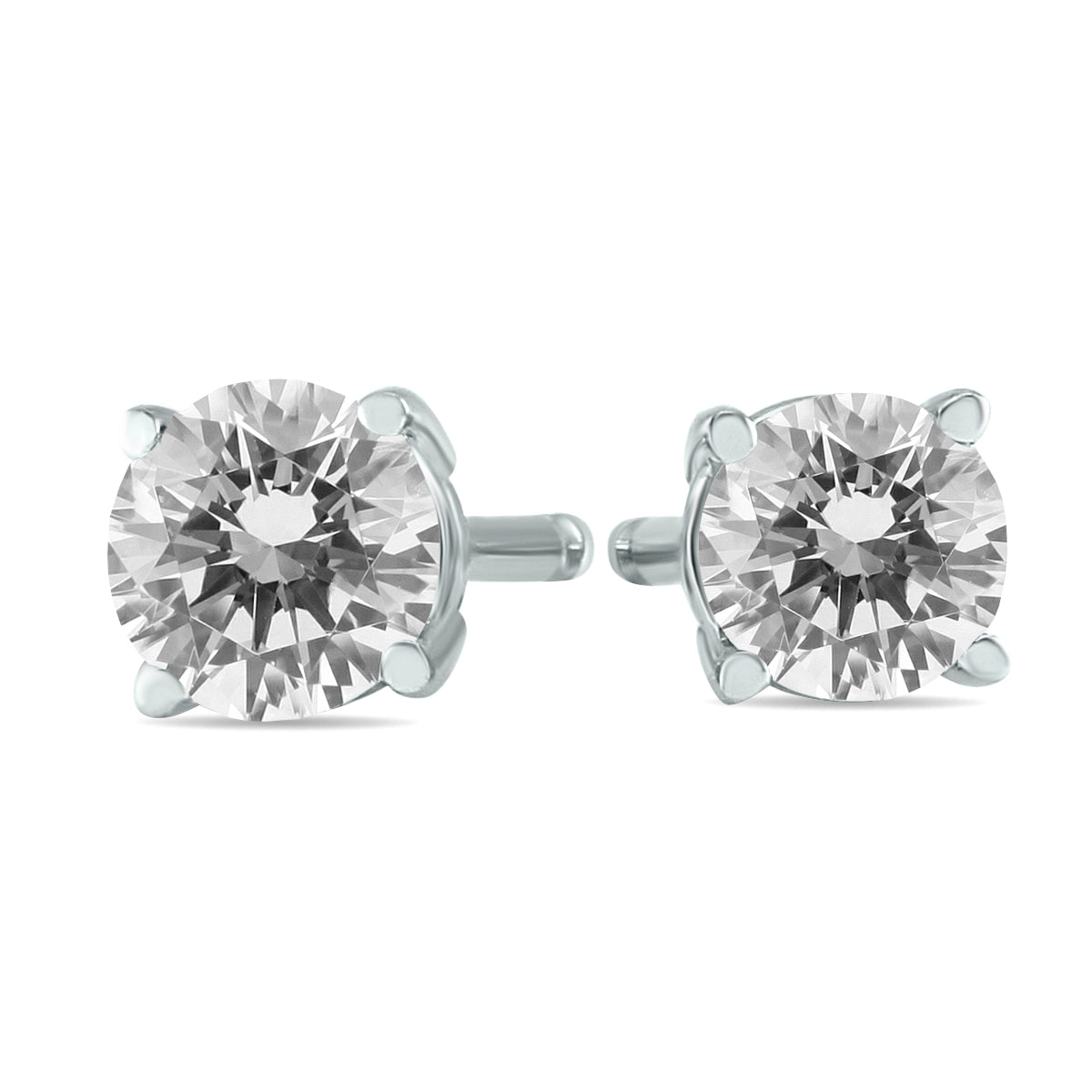 1/4 Carat TW Round Diamond Solitaire Stud Earrings In 14K White Gold