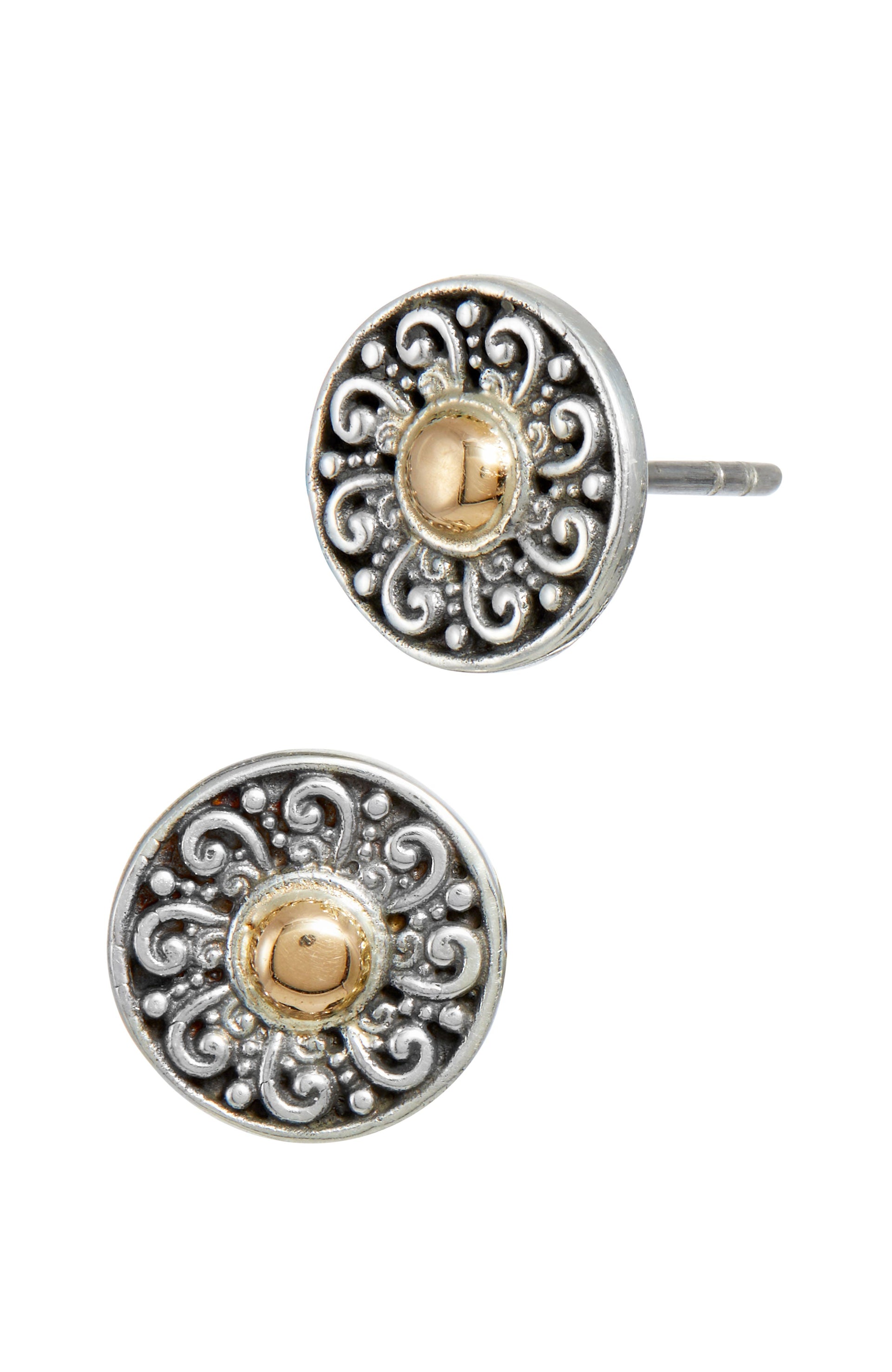 18K Rose Gold & Sterling Silver Bali Circle Stud Earrings