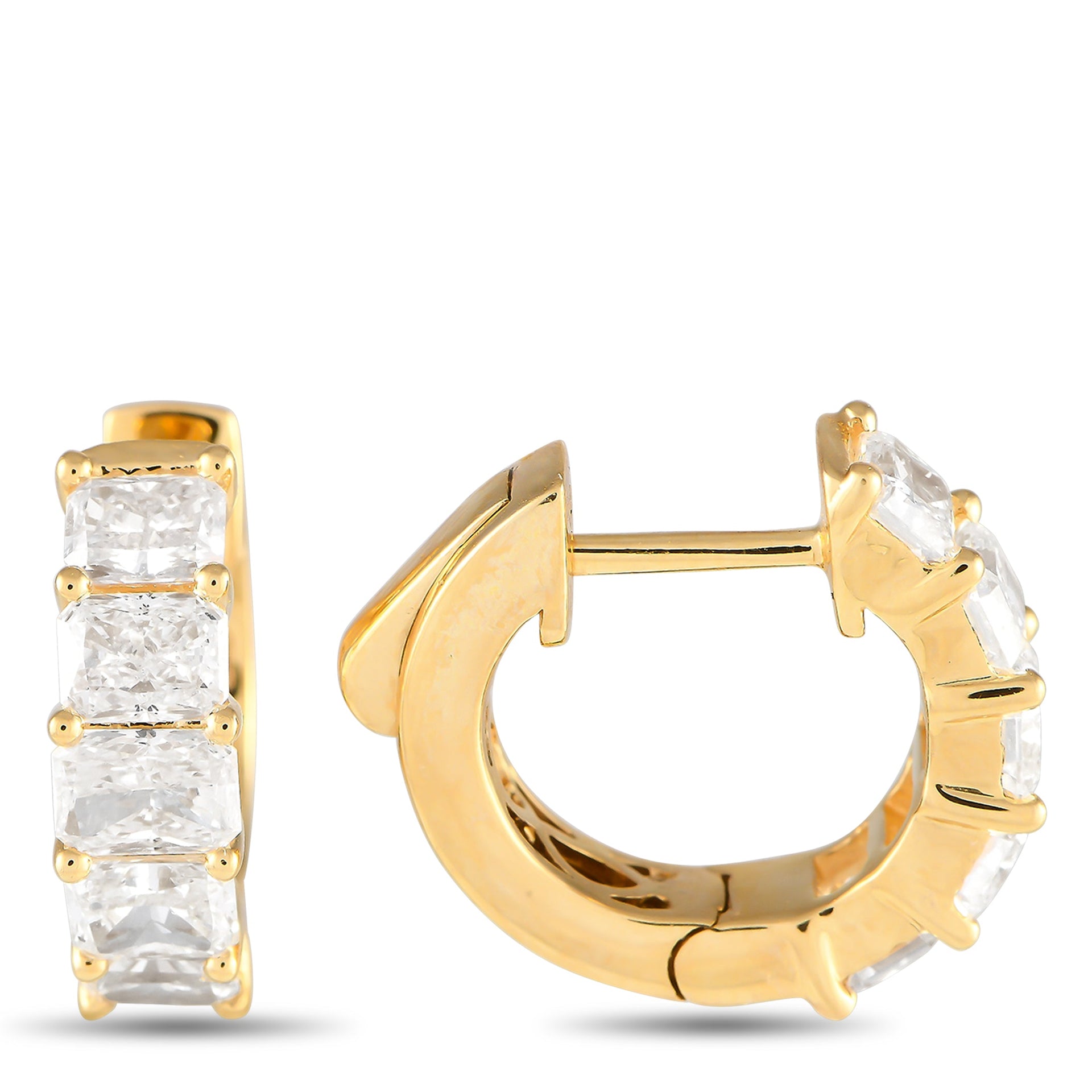 LB Exclusive 18K Yellow Gold 2.05ct Diamond Hoop Earrings