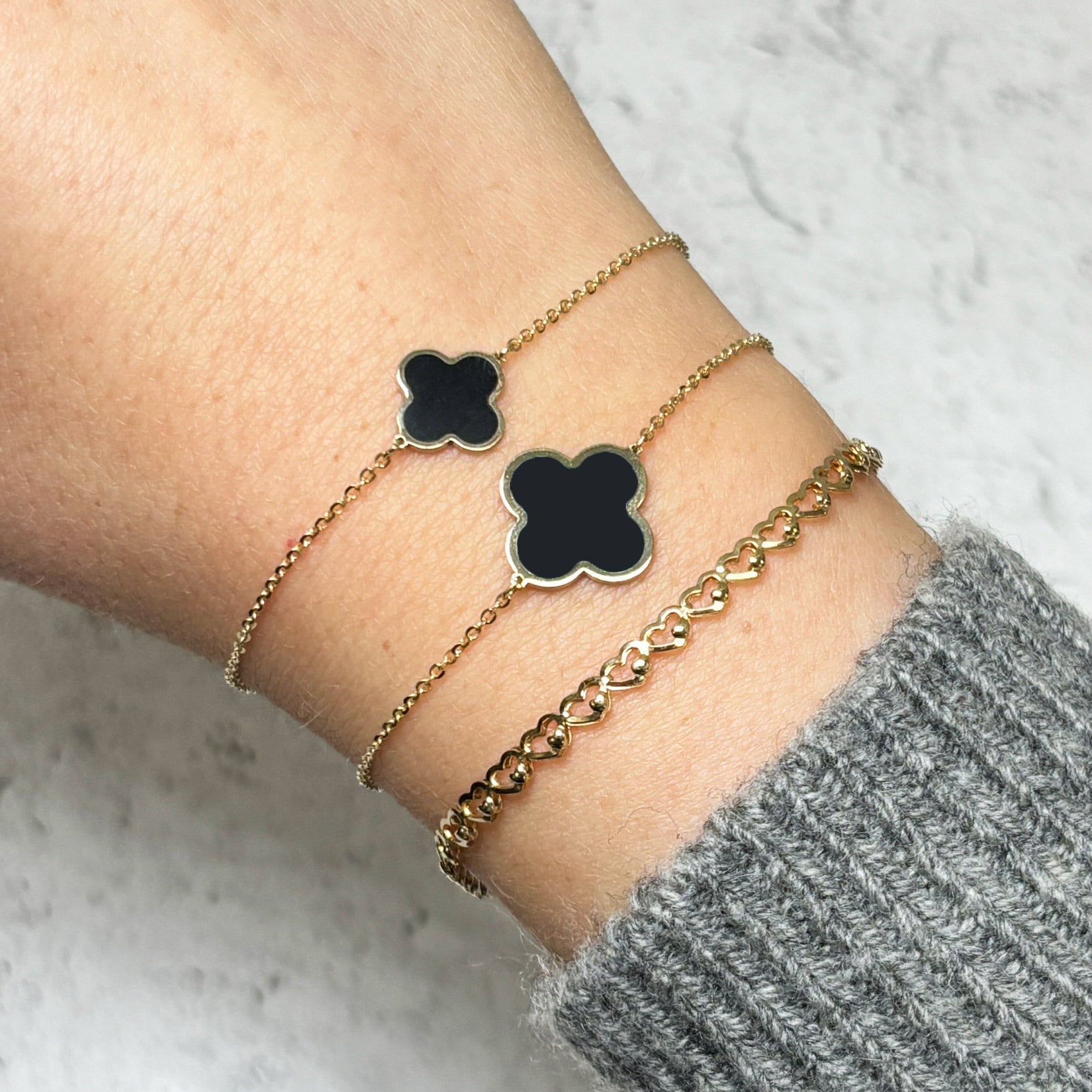 Large Onyx Single Clover Bracelet