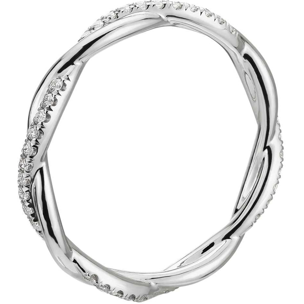 1/3 Ct Diamond Eternity Petite Twist Vine Eternity Wedding Ring 10k White Gold