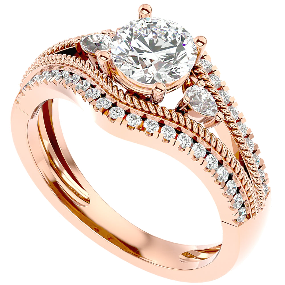 1 1/3Ct Diamond & Moissanite Designed Accent Engagement Ring in 10k Gold