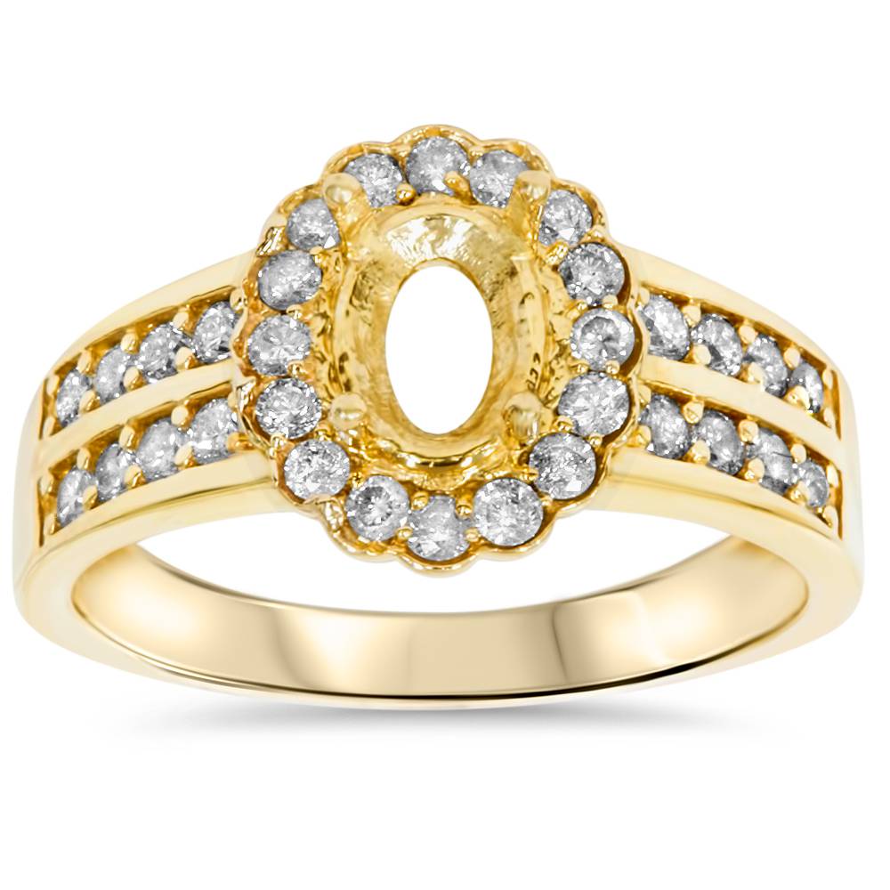 3/8 ct Oval Shaped Diamond Gold Engagement Ring Setting