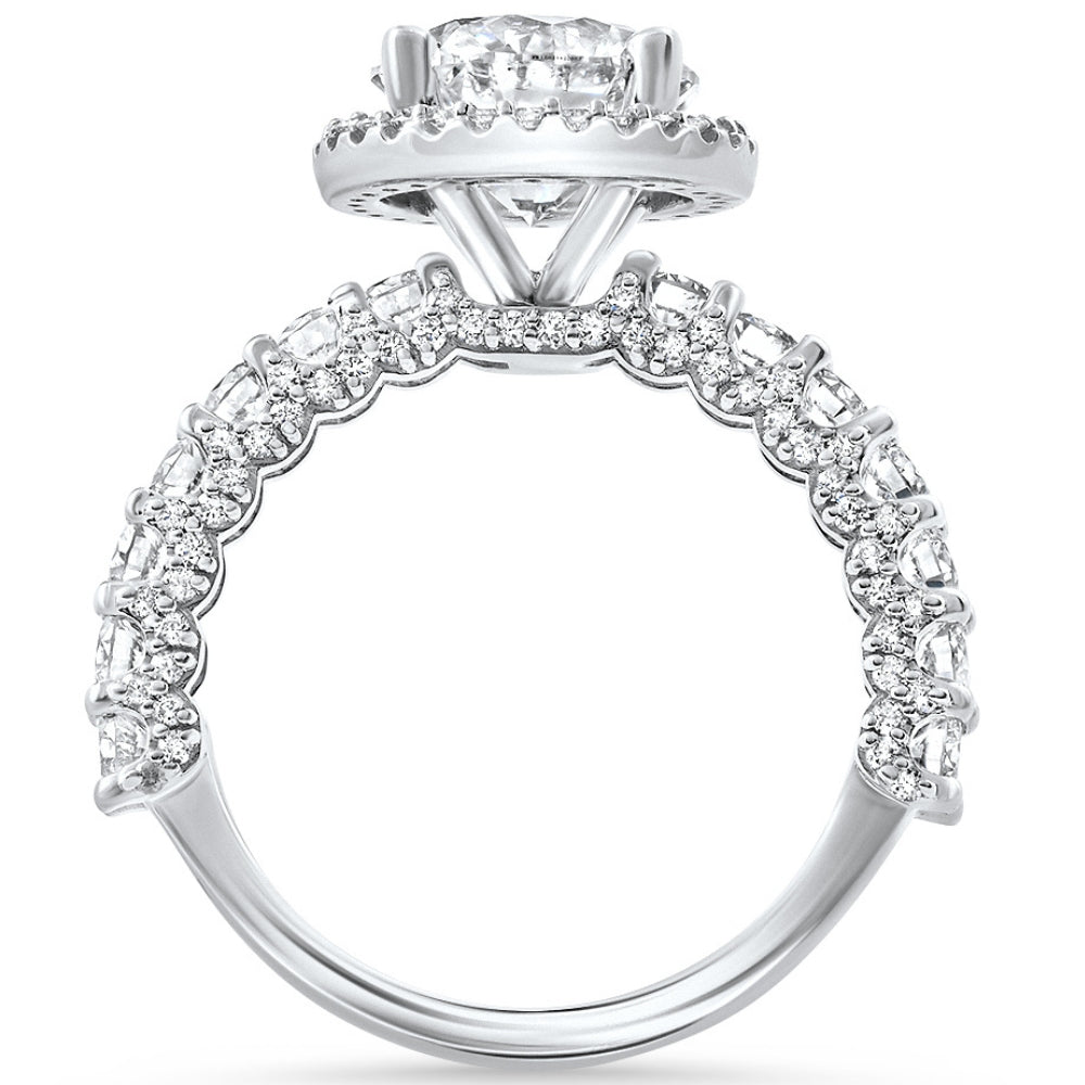 Certified 3.18Ct Pave Round Diamond Engagement 14k White Gold Lab Grown