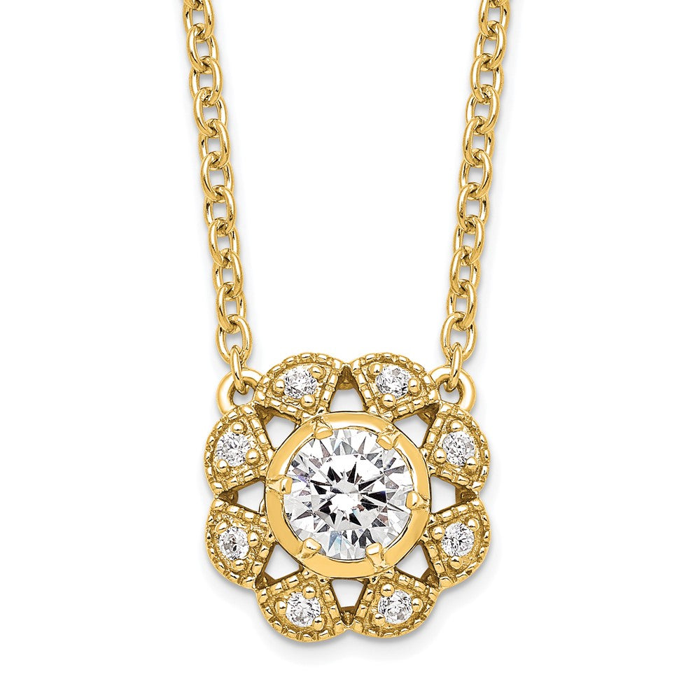 14K Gold 0.60 CT Lab Grown Diamond Pendant Necklace 18' Clarity VS Color D-E