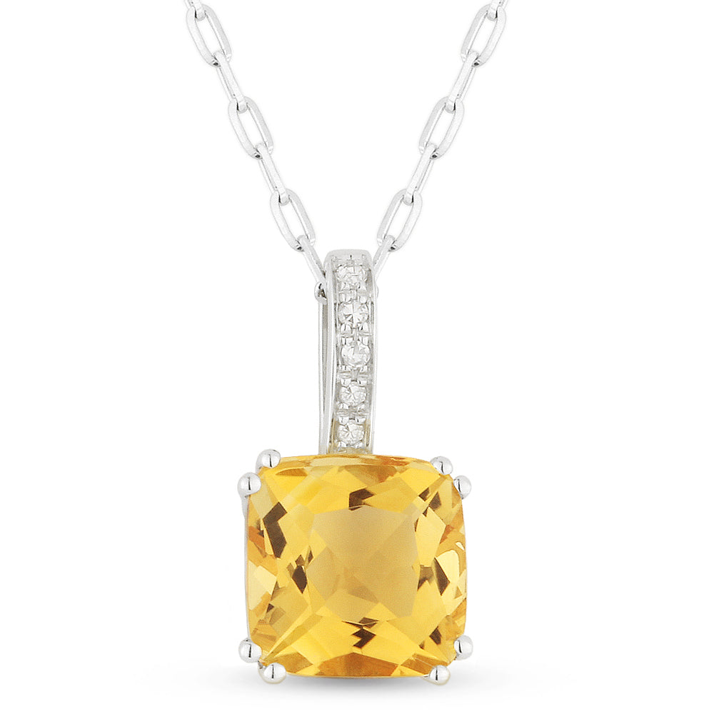 0.77ct Citrine 16' pendant Necklace In 14K White Gold