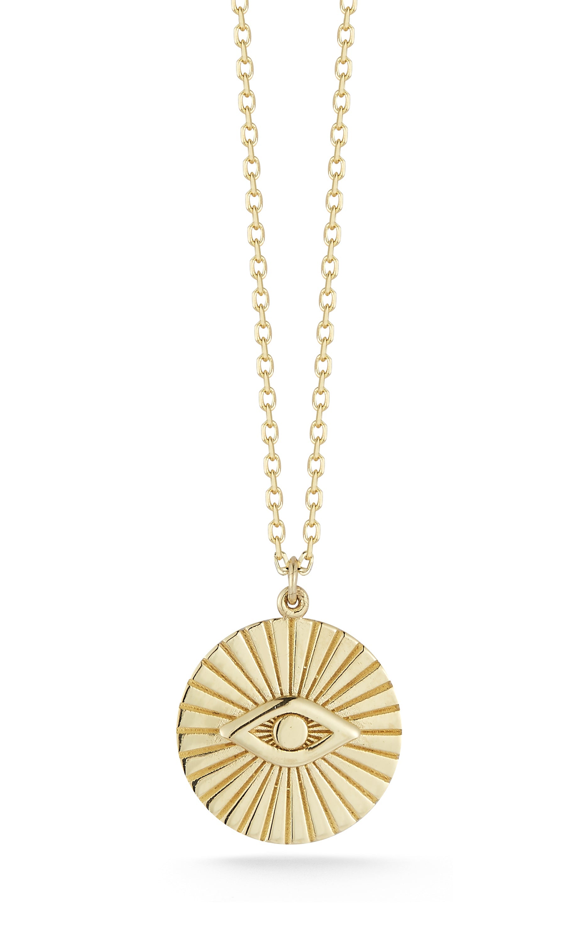 14K Gold Evil Eye Medallion Necklace