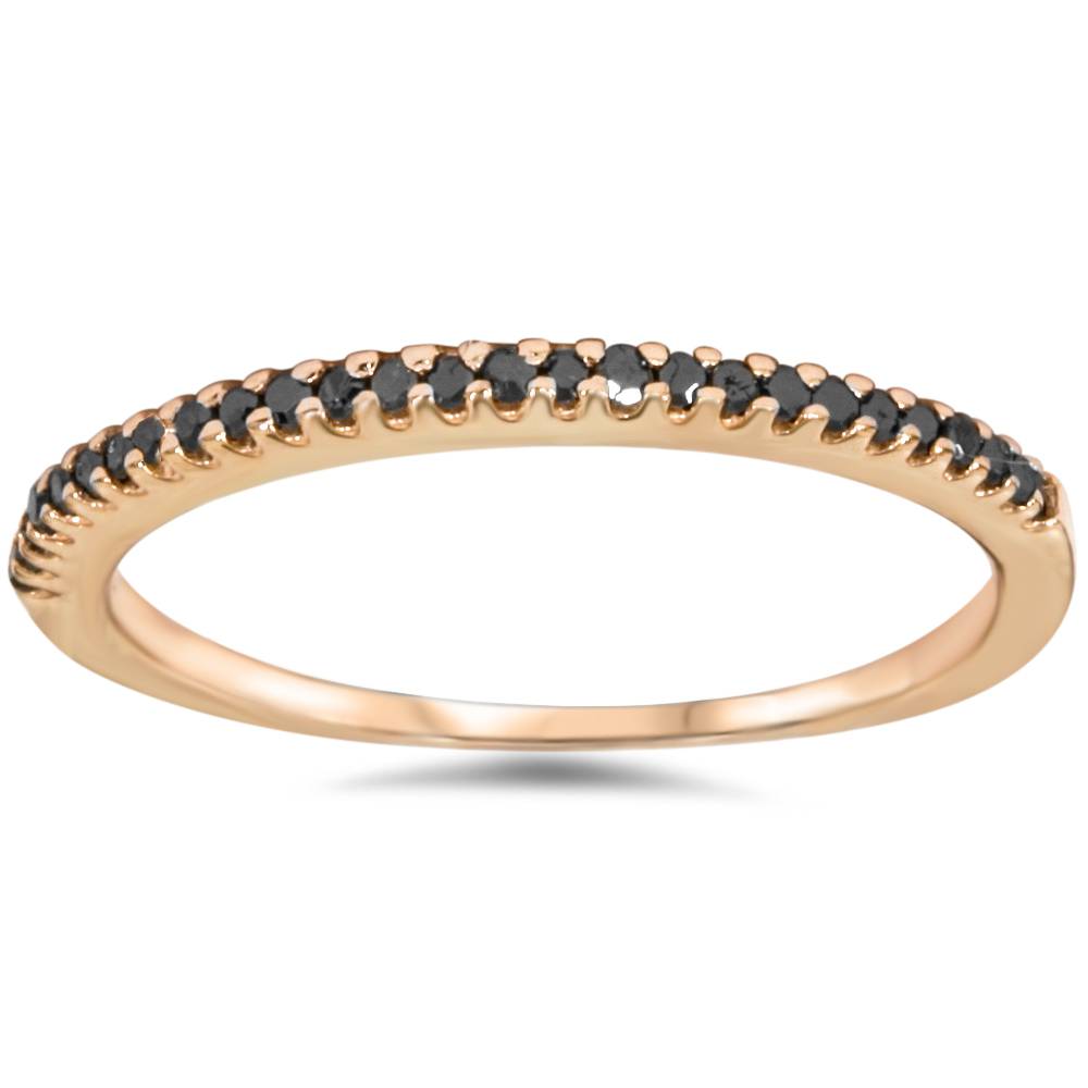 1/10ct Black Diamond Stackable Ring 14K Rose Gold