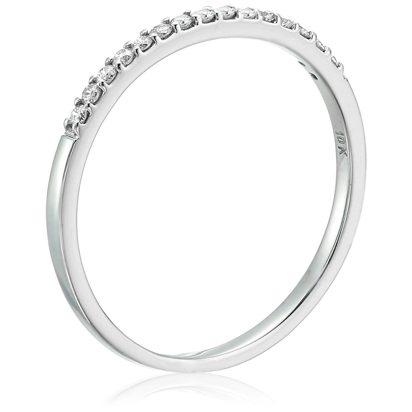 1/8 Cttw Petite Round Diamond Wedding Band For Women In 10K Gold Prong Set