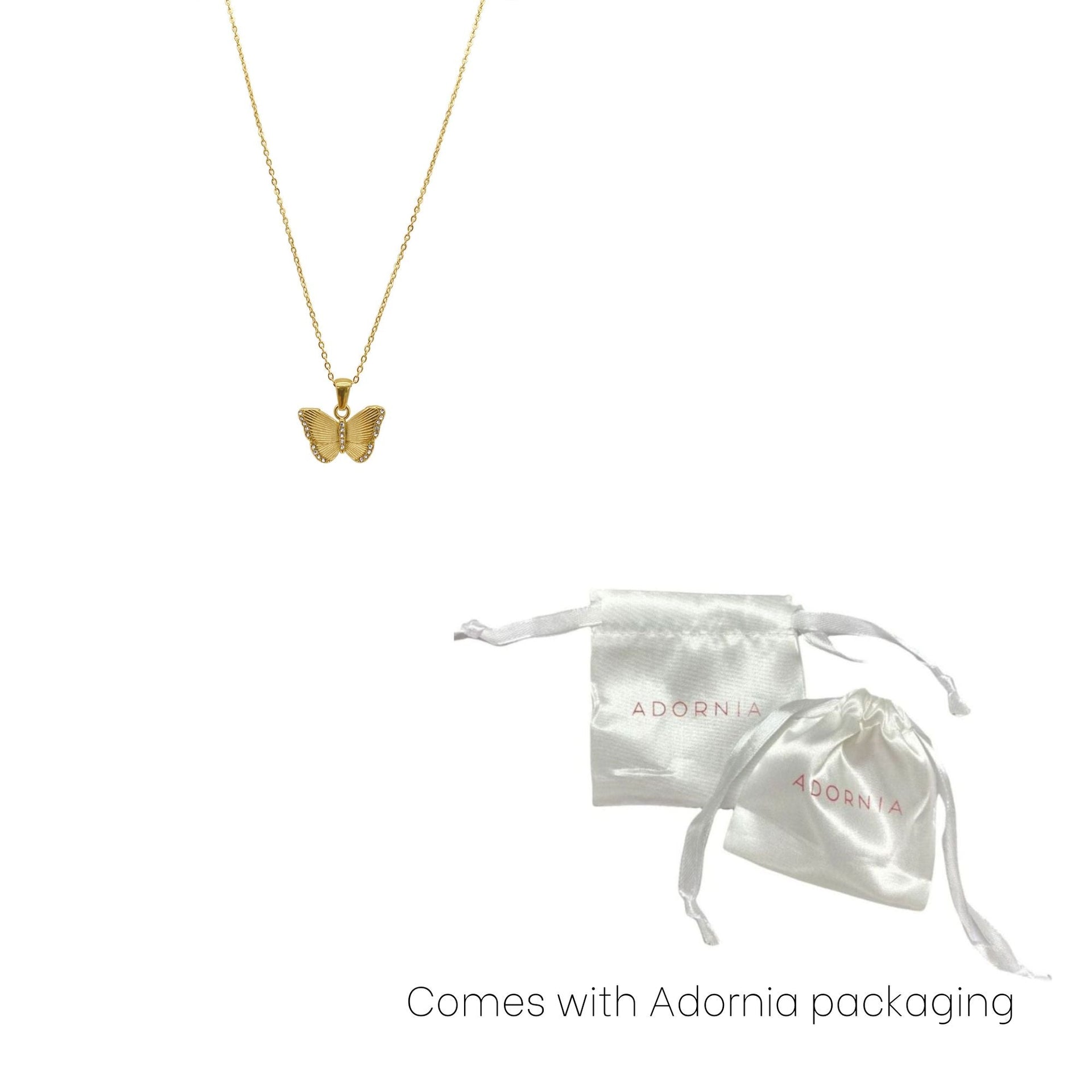 Tarnish Resistant 14k Gold Plated Butterfly Pendant Necklace