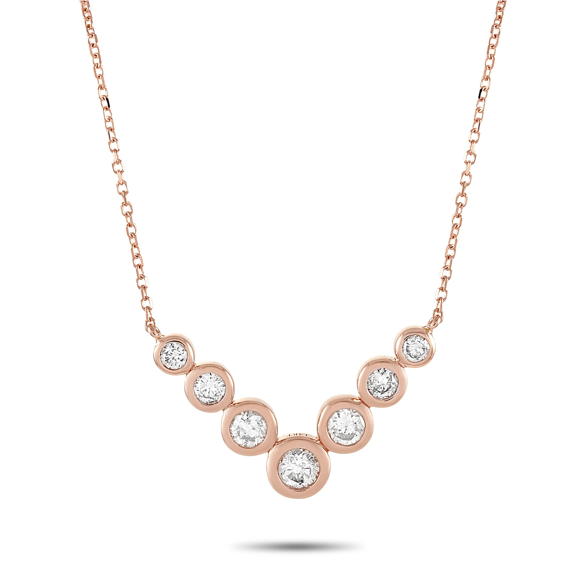 14K Rose Gold 0.50 ct Diamond Pendant Necklace