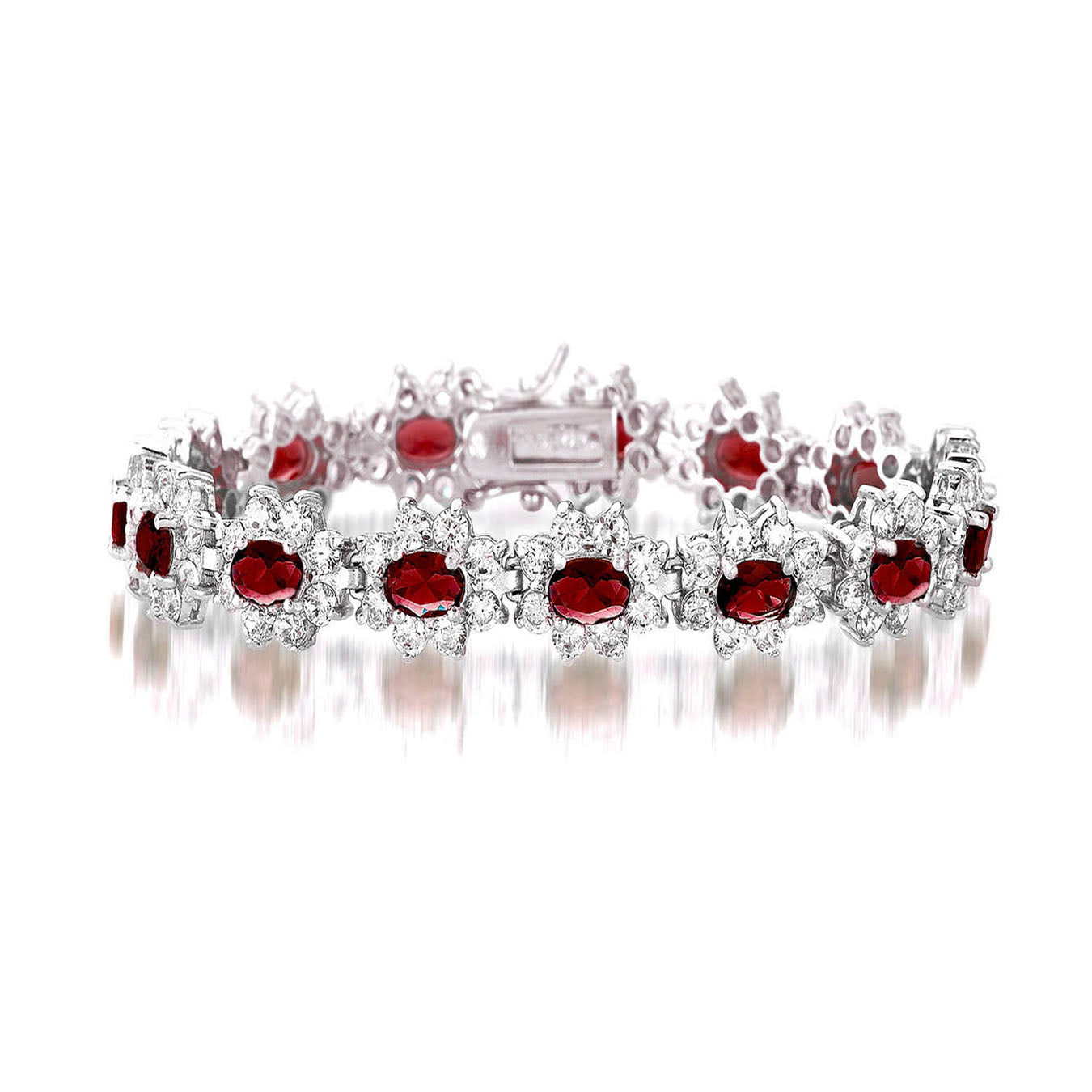 Sterling Silver Ruby Cubic Zirconia Bracelet
