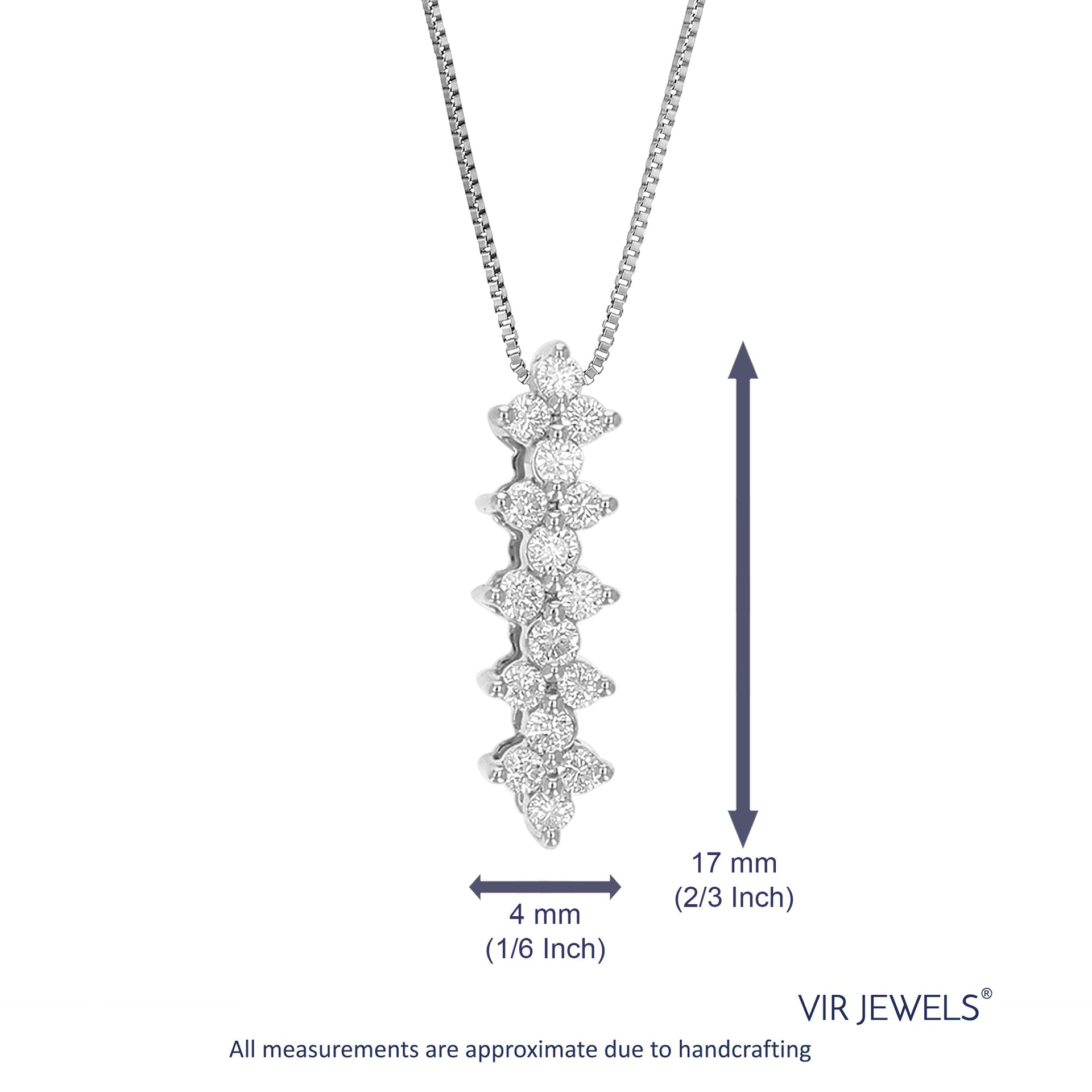 1/4 cttw Lab Grown Diamond Drop Pendant Necklace .925 Sterling Silver 2/3 Inch with 18 Inch Chain