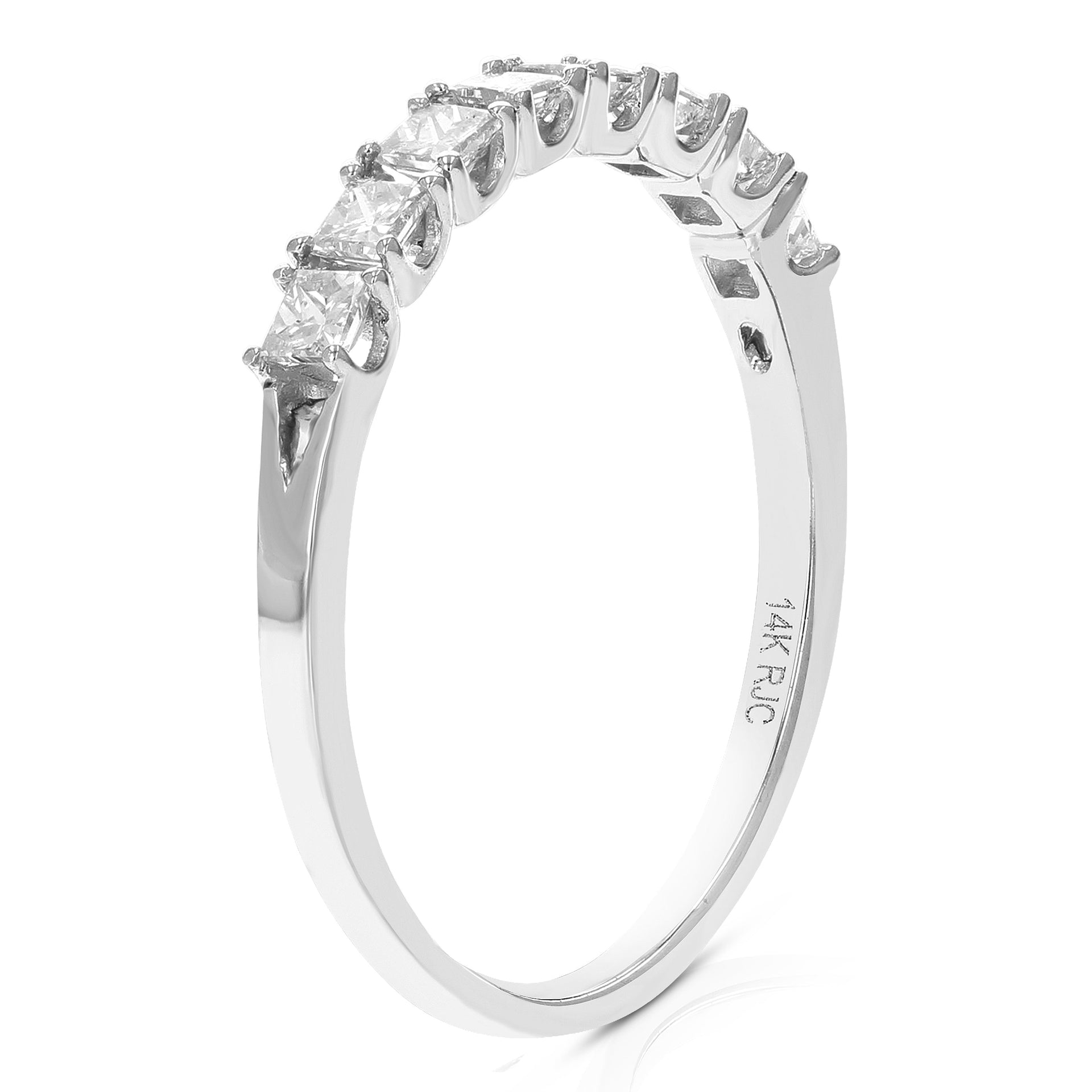 1/2 Cttw Princess Cut Diamond Wedding Band In 14k Gold Prong Set