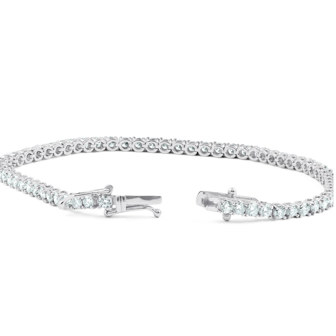 F/SI 4.28 Ct Diamond Tennis Bracelet 14k White Gold 7'