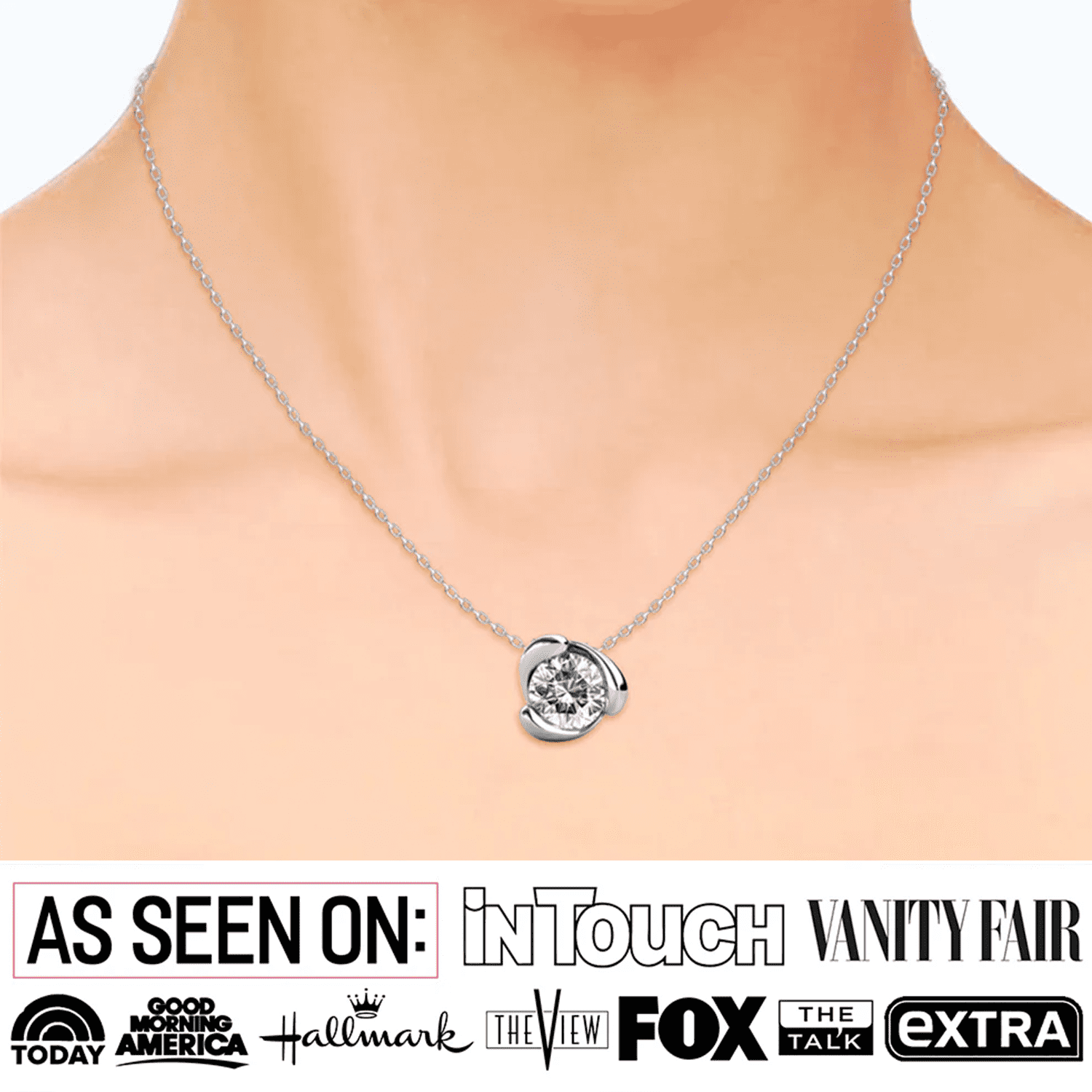 Harmony 18k White Gold Plated Necklace with Round Cut Solitaire Swarovski Crystal