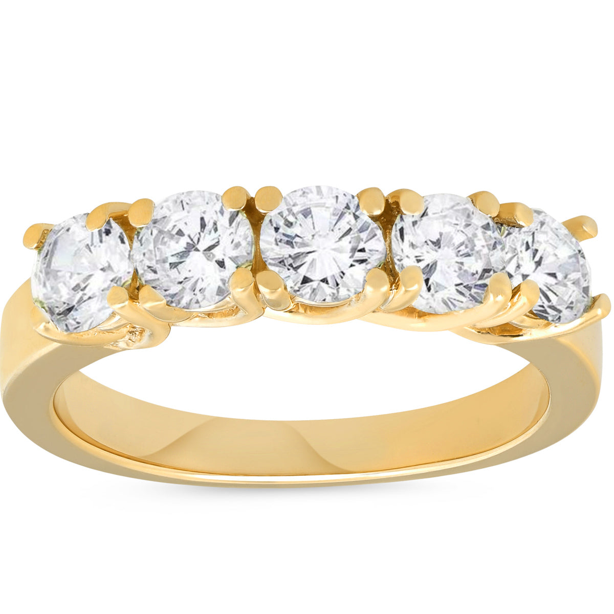 1 1/2 CT Real Diamond Wedding Anniversary 14K Yellow Gold Ring