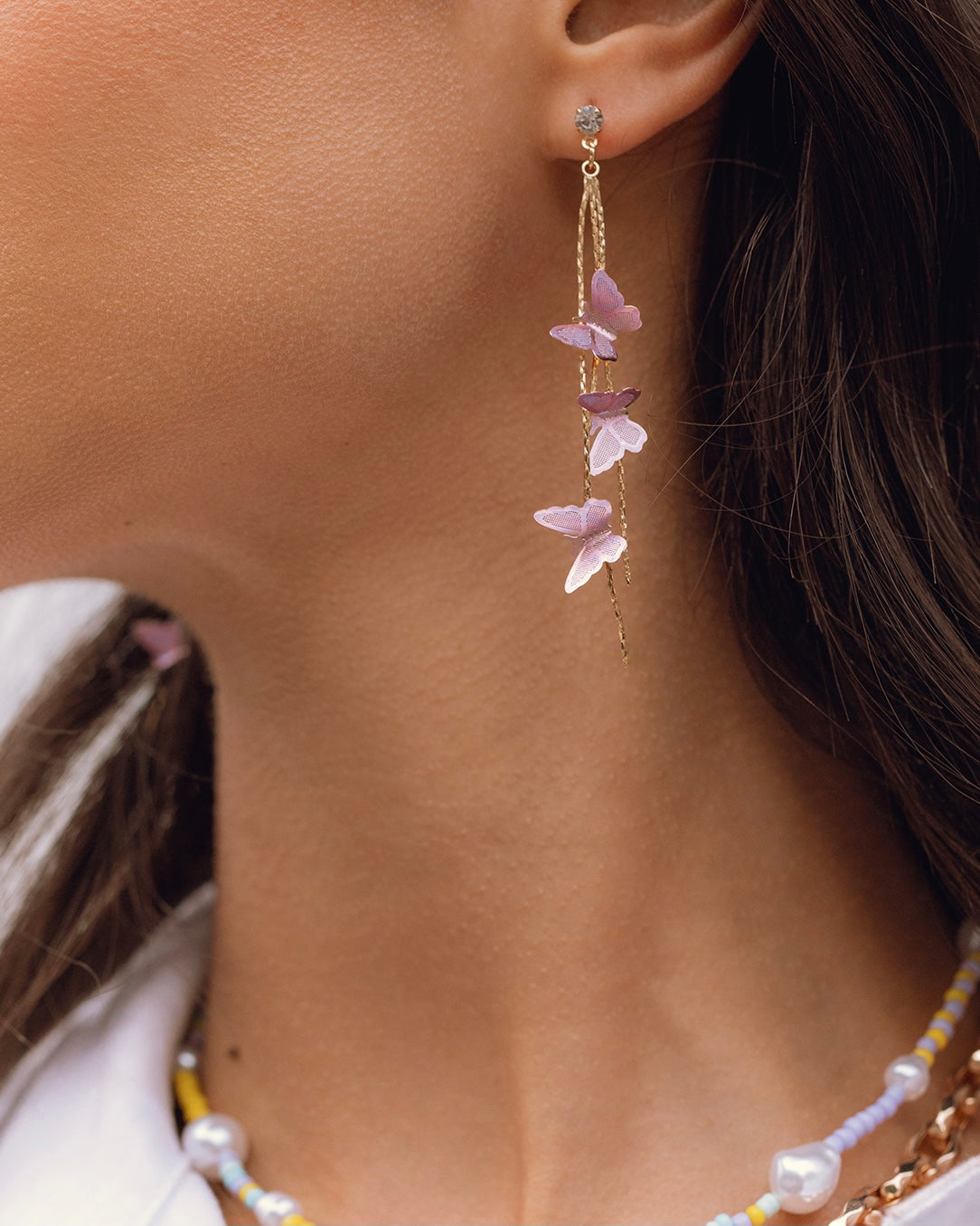 Lilac Butterfly Drop Earrings