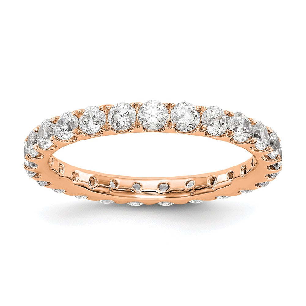 14k Rose Gold Lab Grown Diamond Eternity Wedding Band Ring 1.5ct Clarity- VS Color- D-E