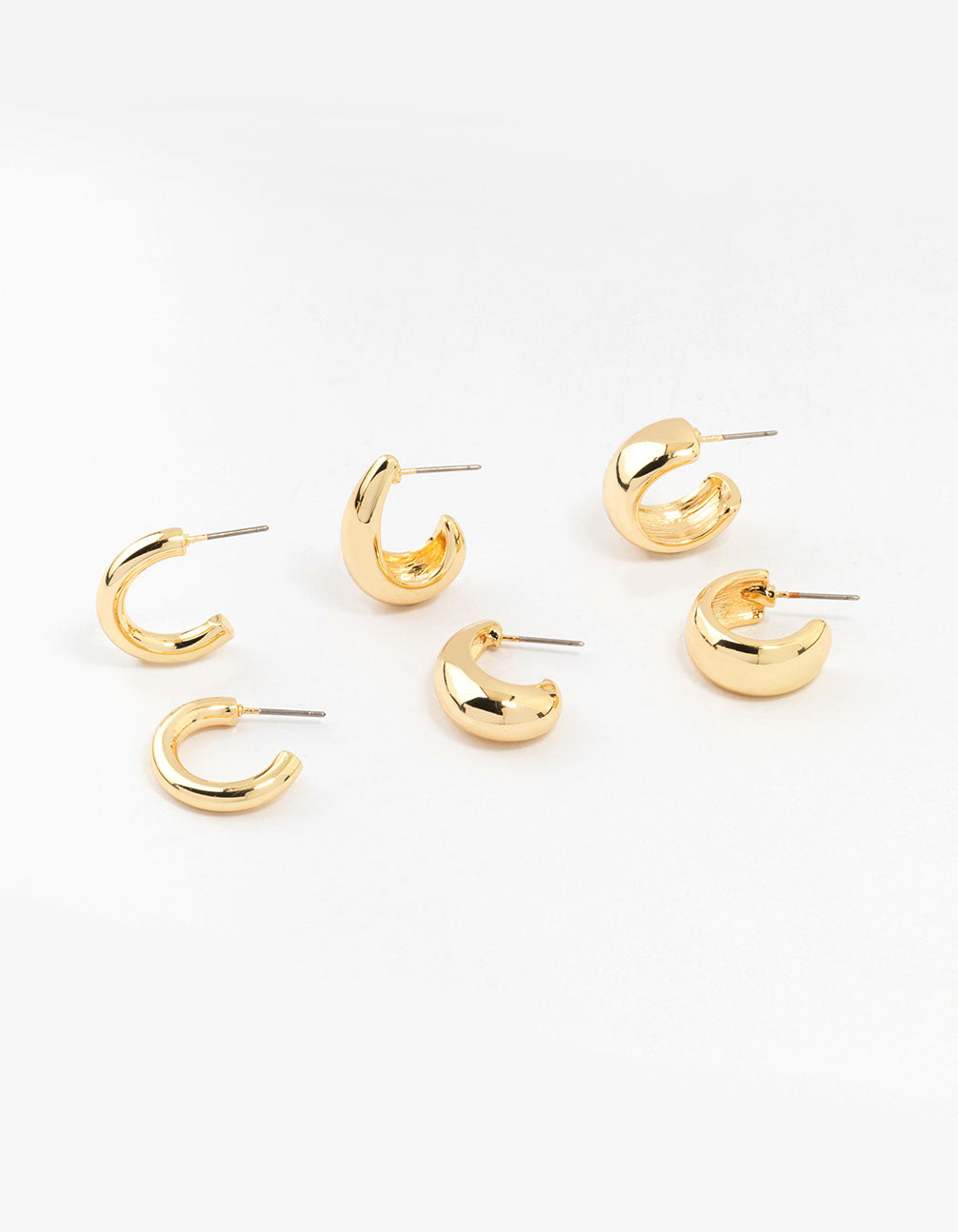 Lovisa - Gold Plated Chunky Hoop Earrings 3-pack I Set Of Stylish And Chic Earrings I Hypoallergenic I Durable And Comfortable I Perfect For Daily Wear
