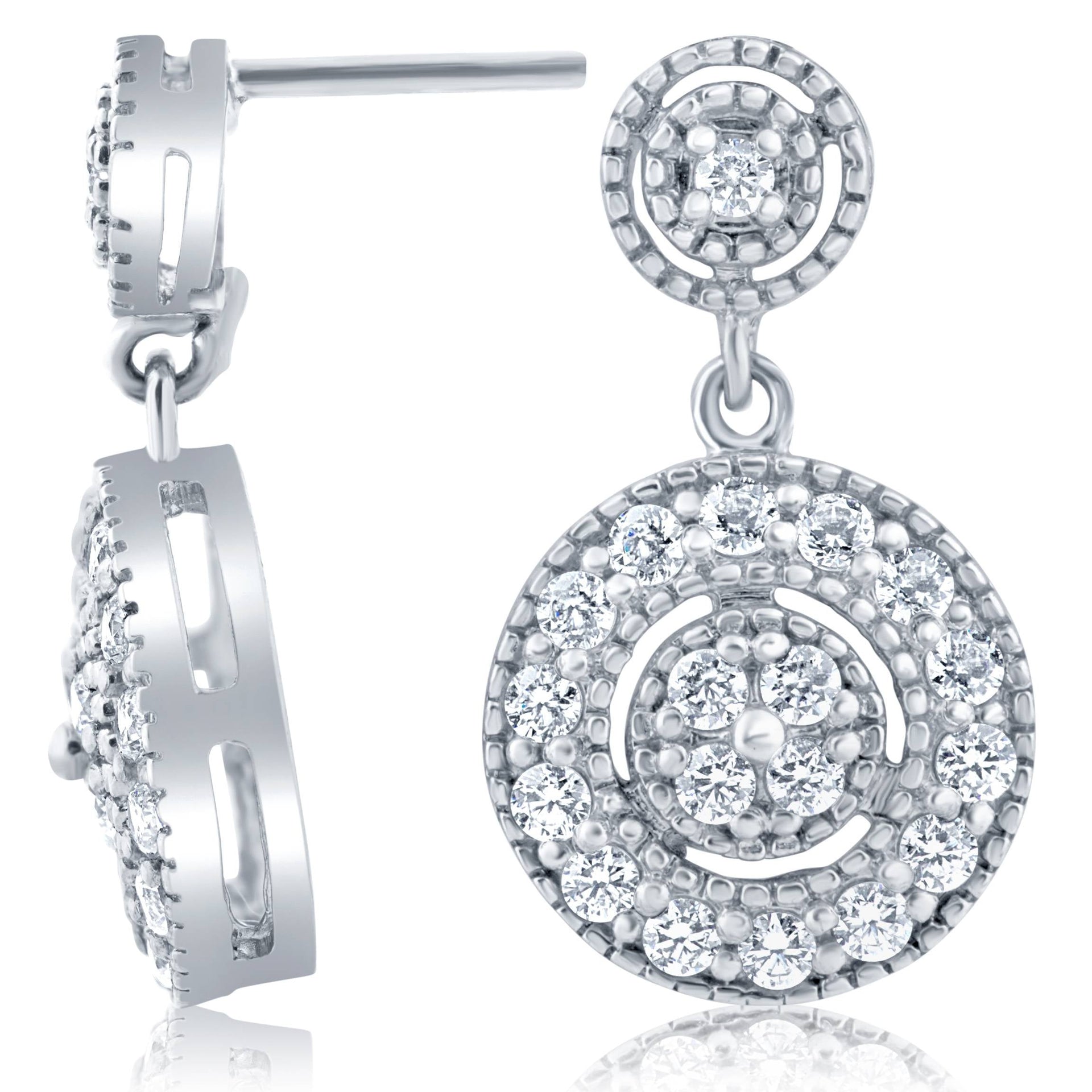 1/2 CT Diamond Dangle Earrings 10K White Gold