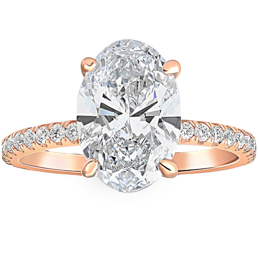 2 1/2 ct Oval Diamond Engagement Ring 14k Rose Gold Lab Grown