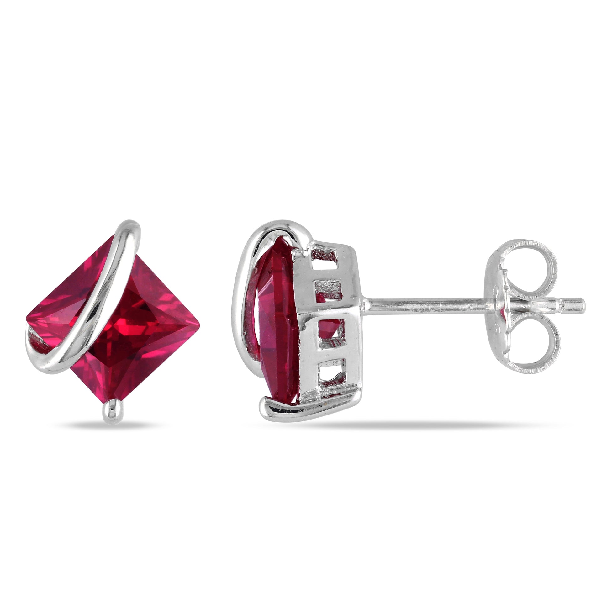 Created Ruby Stud Earrings in Sterling Silver