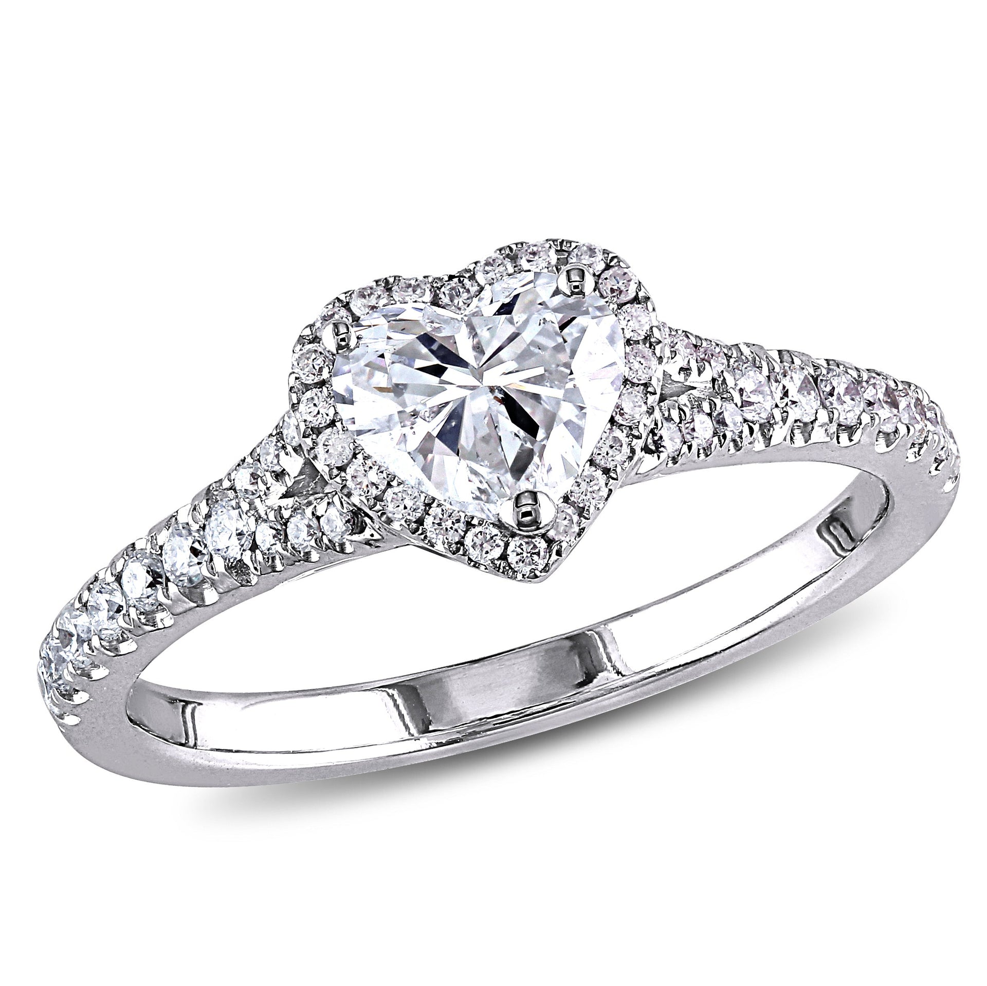 Mimi & Max 1ct TW Halo Heart Diamond Engagement Ring 14k White Gold