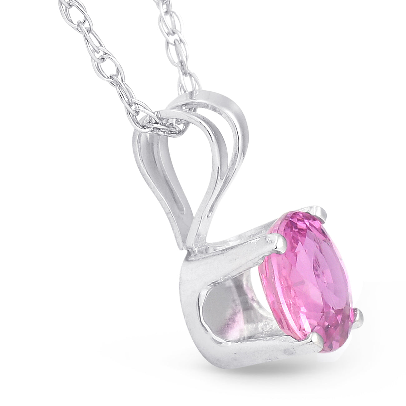 Solitaire 1/2 ct Pink Sapphire Pendant 14k White Gold Women's 18' Necklace