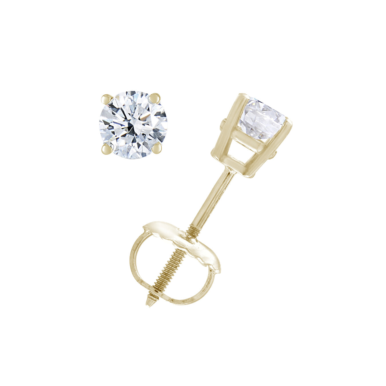 AGS Certified I1 1/4 cttw Diamond Stud Earrings 14K Yellow Gold
