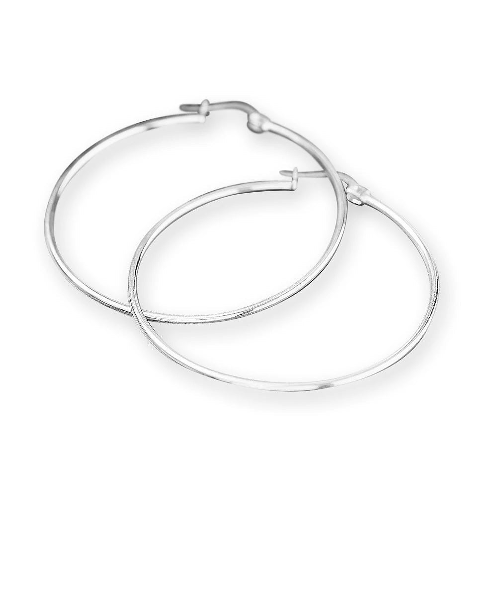 925 Sterling Silver Plain 1.8' Hoop Earrings
