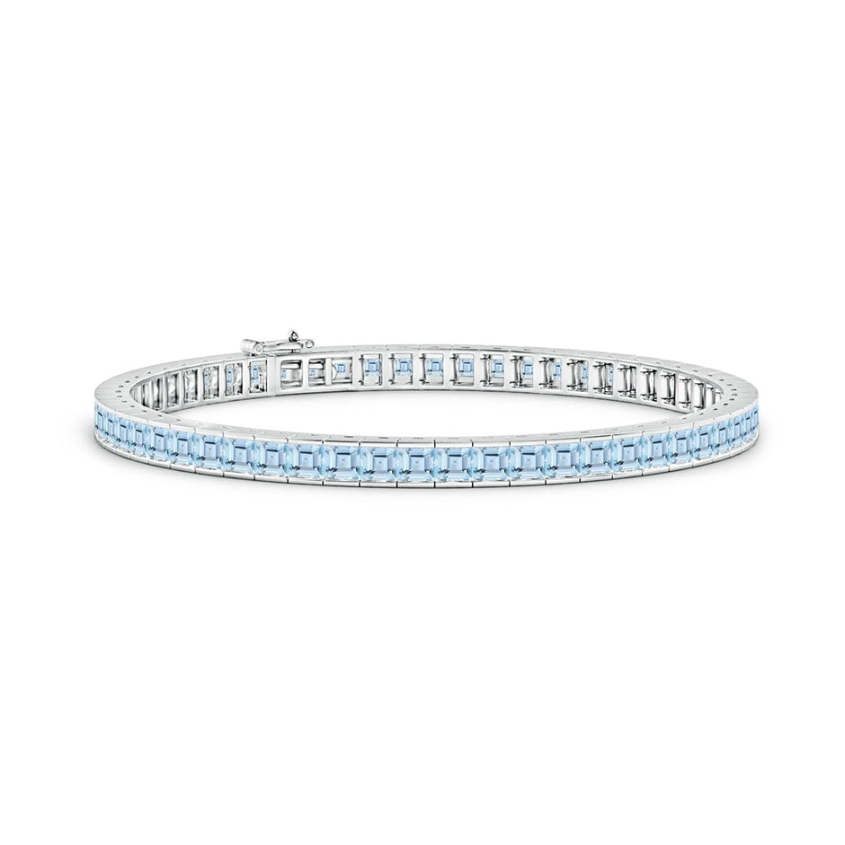 Channel-Set Square Aquamarine Tennis Bracelet