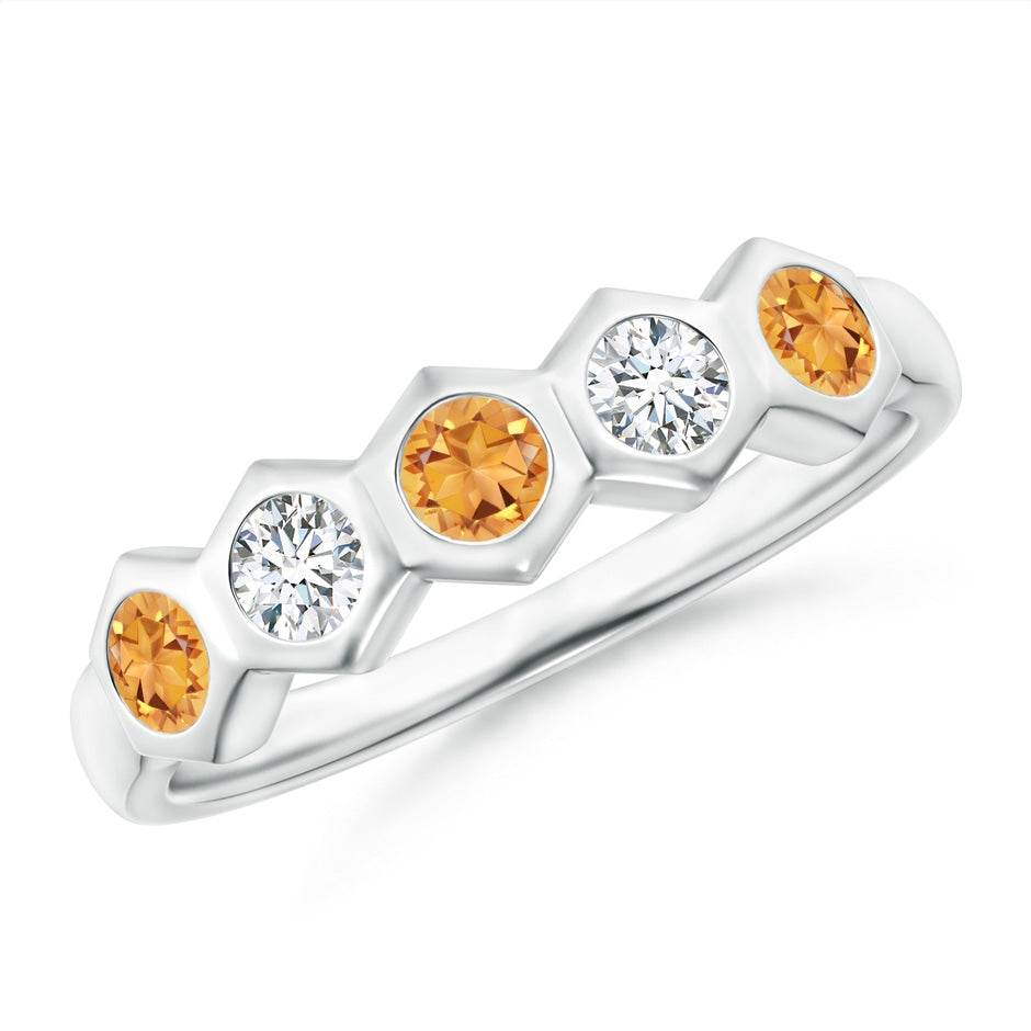 Natori x Angara Hexagonal  Bezel-Set Citrine and Diamond Band