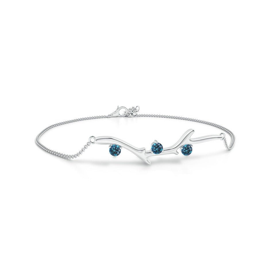 Nature Inspired Round Enhanced Blue Diamond Tree Branch Bracelet